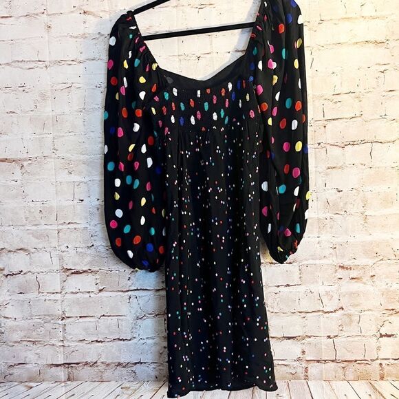 Rixo polka dot smocked party dress puff sleeve - Picture 6 of 6